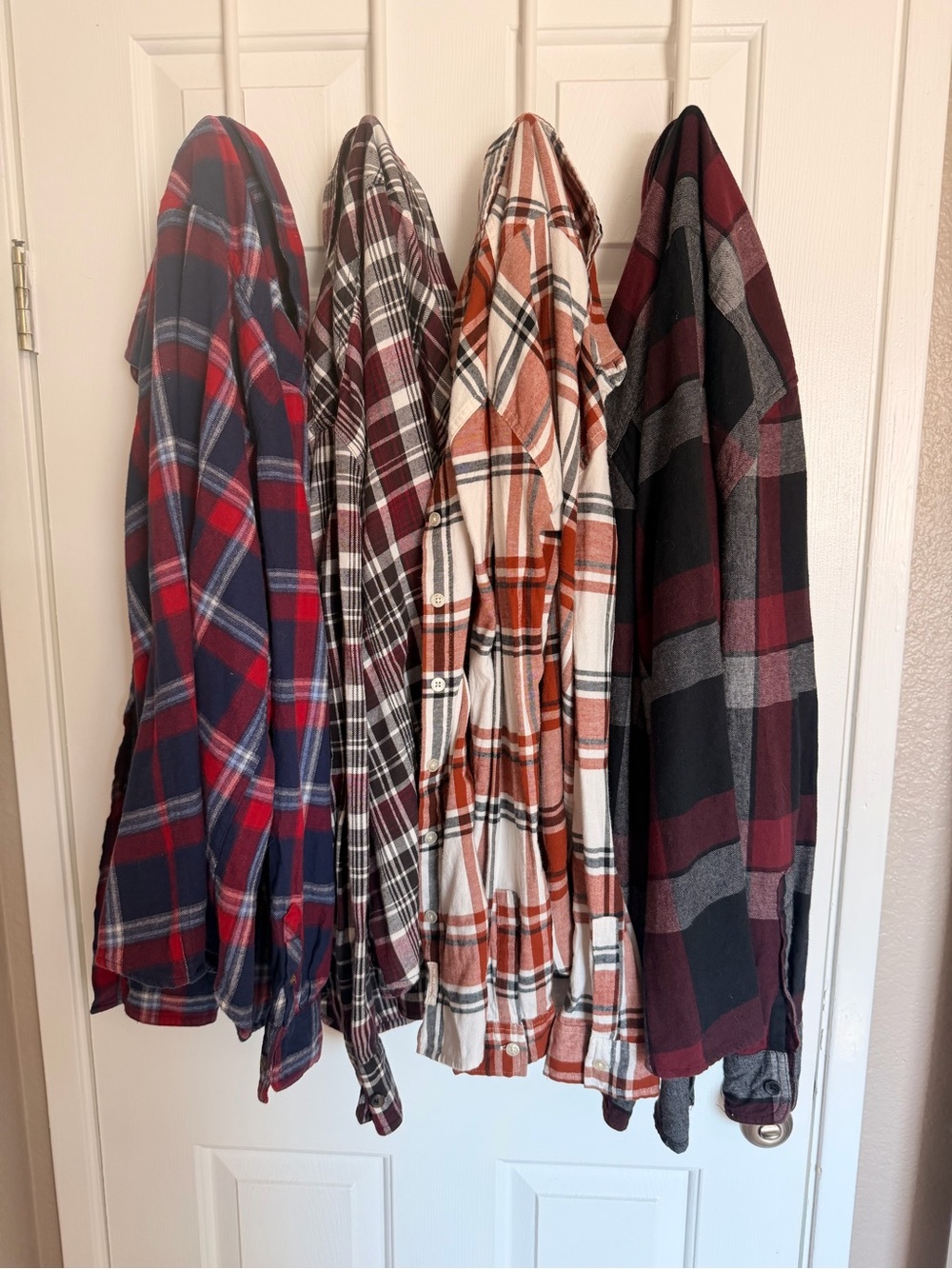 Women’s Plaid Flannel Shirts - Red, Burgundy, Orange, Black Options